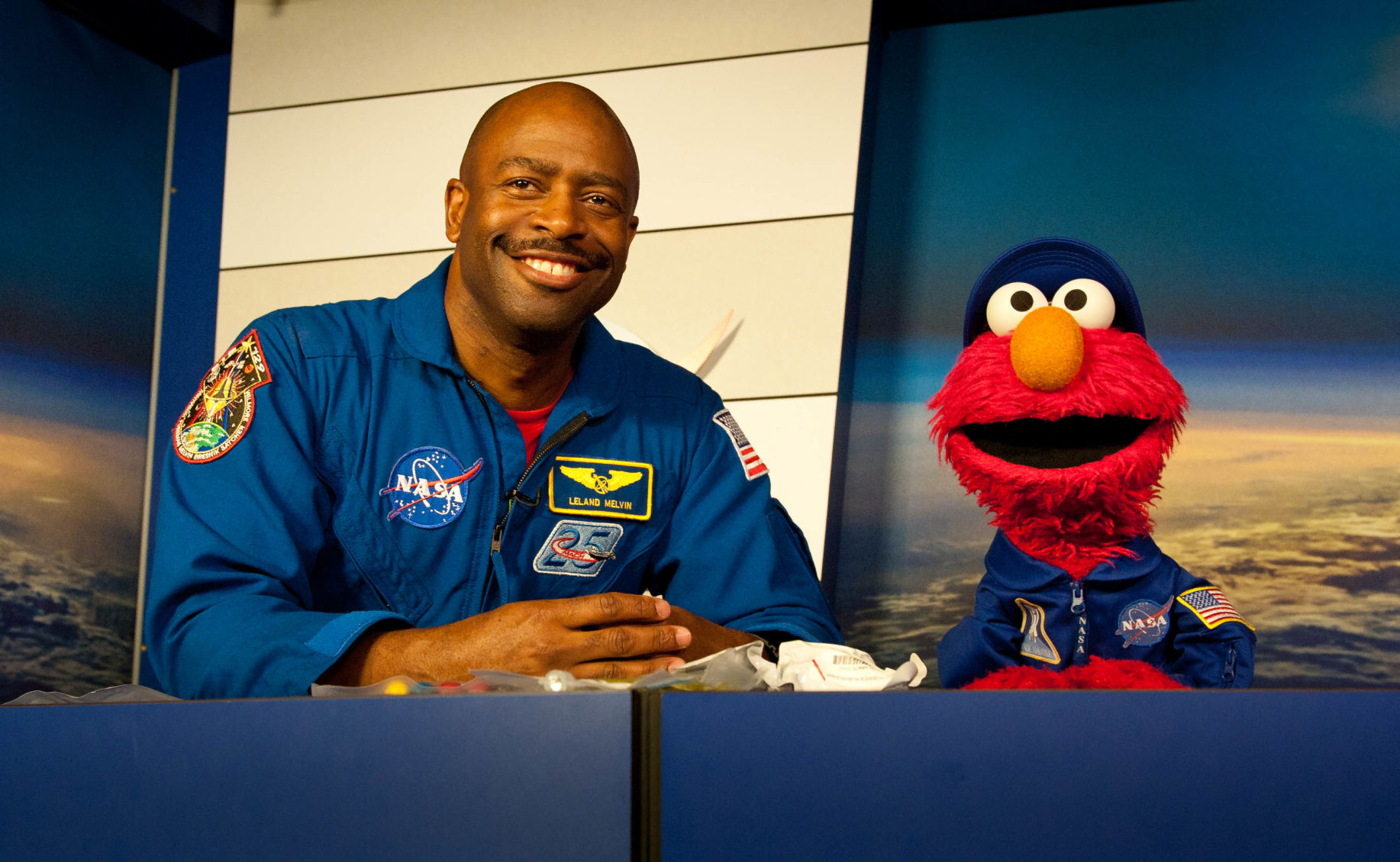 Former Astronaut Leland Melvin speaks with Elmo